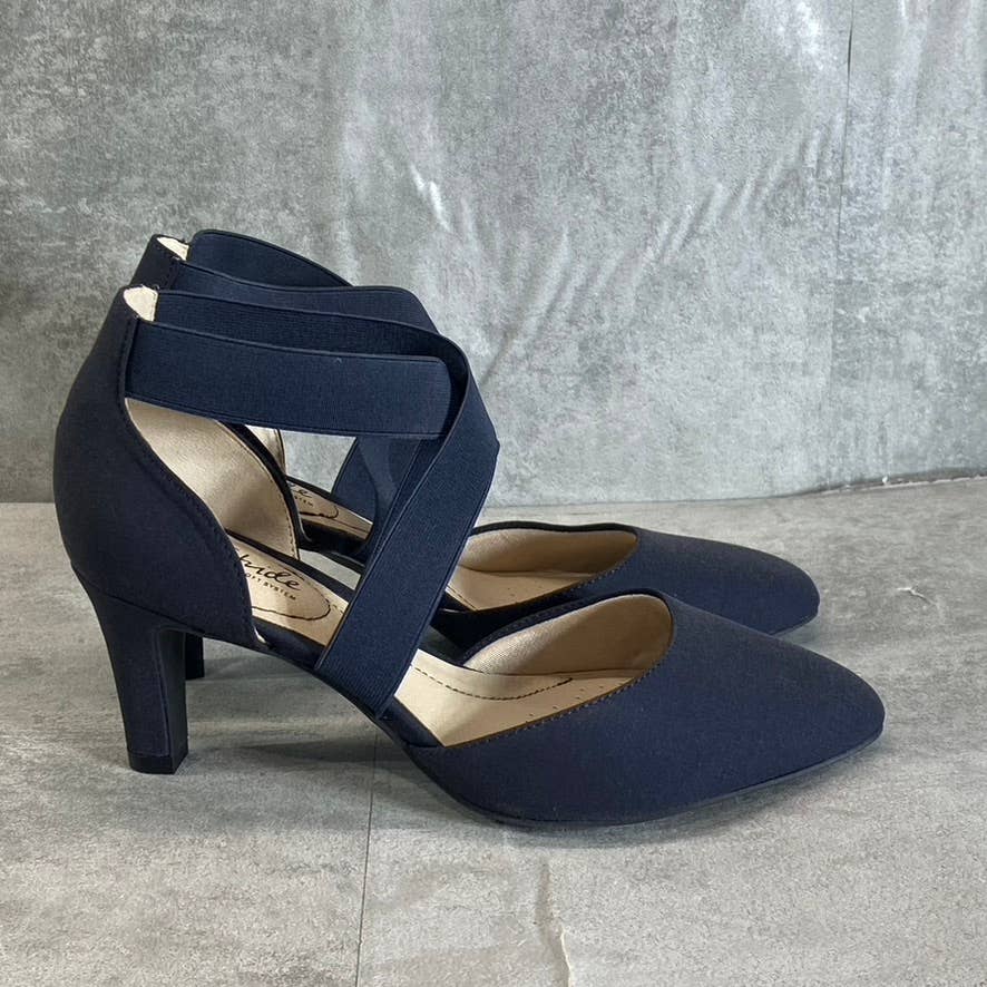 LIFESTRIDE Women's Navy Gallery Almond-Toe Elastic Strap Slip-On Pumps SZ 8