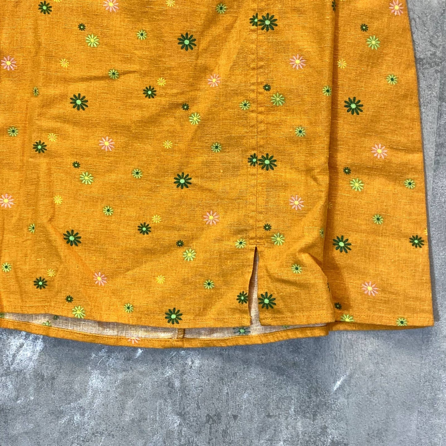 ABOUND Women's Orange Asterisk Floral Print Back Zip Linen Blend Mini Skirt SZ XXS
