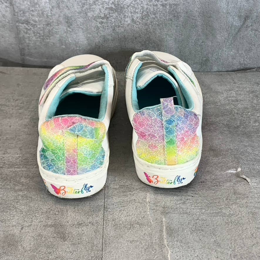MY BUTTERFLY Girl's White Rainbow Fly Ease Slip-On Sneakers SZ 3