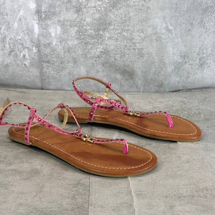 GBG LOS ANGELES Women's Pink Blossom Strappy Flat Sandals SZ 7.5