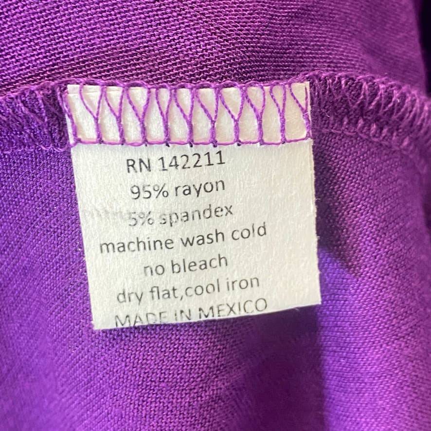 24/7 COMFORT APPAREL Women's Purple V-Neck 3/4 Sleeve Swing Tunic Top SZ S