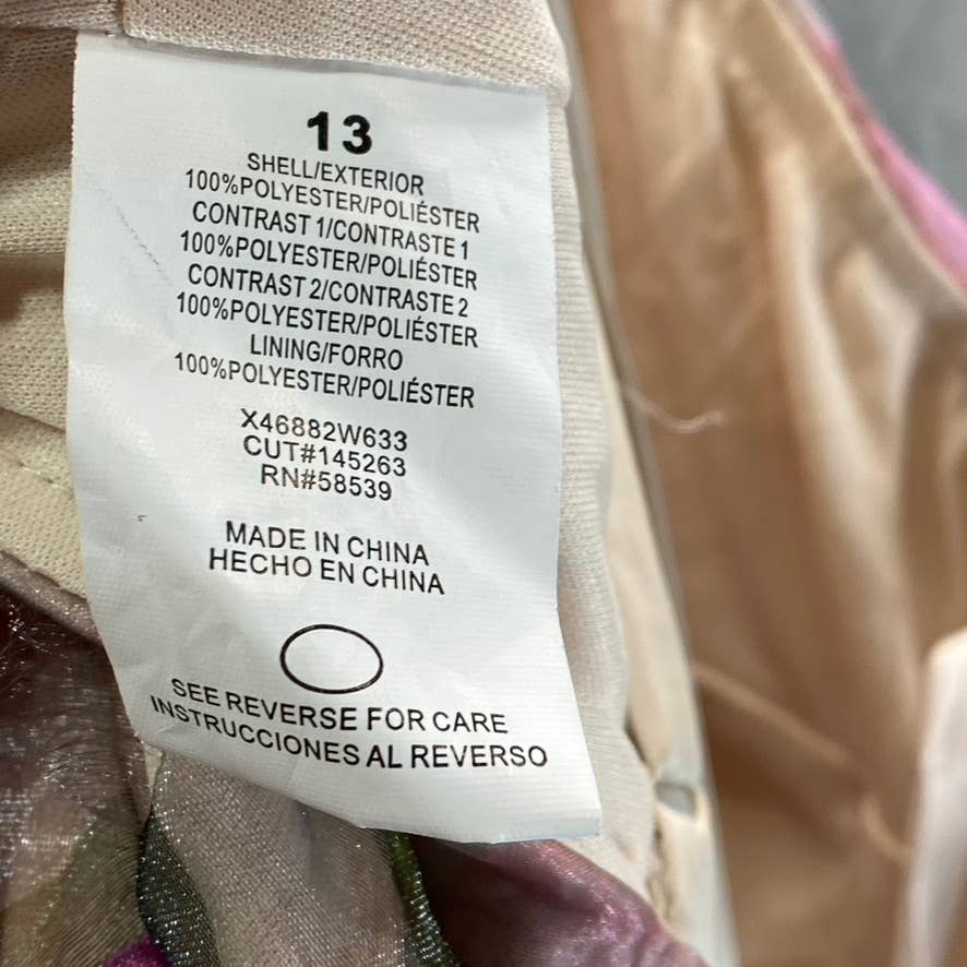 SPEECHLESS Juniors' Grey-Fuchsia Organza Floral-Print Tiered Halter Dress SZ 13