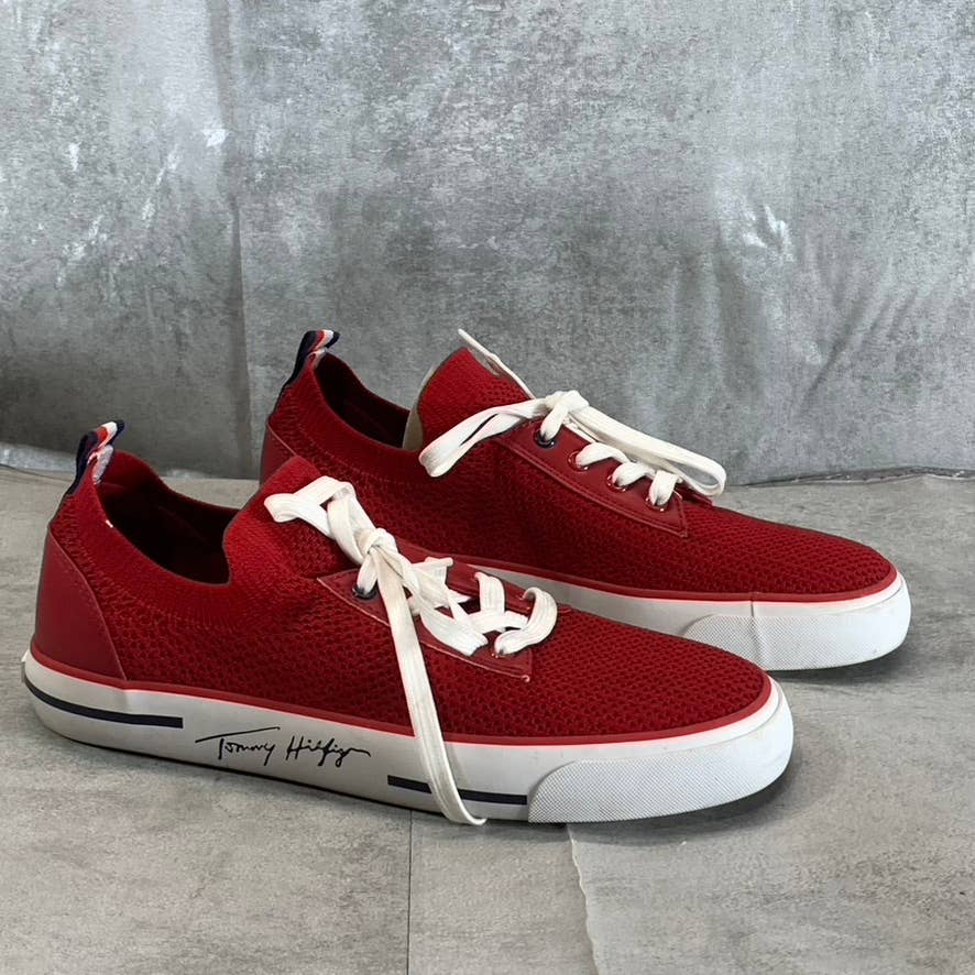 TOMMY HILFIGER Women's Medium Red Fabric Gessie Stretch Knit Sneakers SZ 9.5
