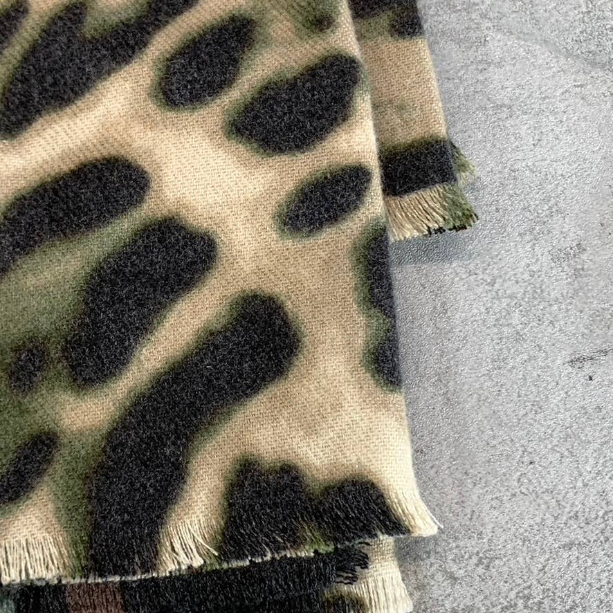 INC INTERNATIONAL CONCEPTS Women's Olive Leopard-Print Striped Wrap SZ OS