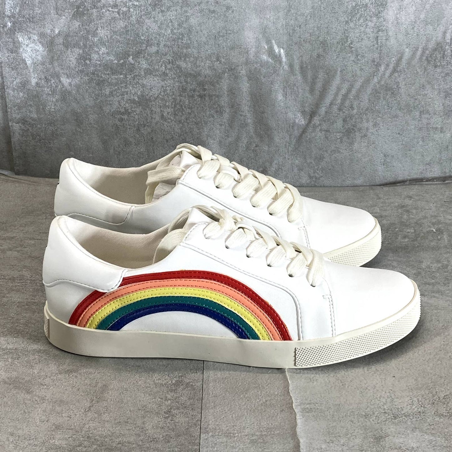 KATY PERRY Women's White Rainbow Multi The Rizzo Court Lace-Up Sneakers SZ 7