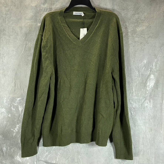 CALVIN KLEIN Men's Jolly Green Bean Heather V-Neck Pullover Sweater SZ 2XL