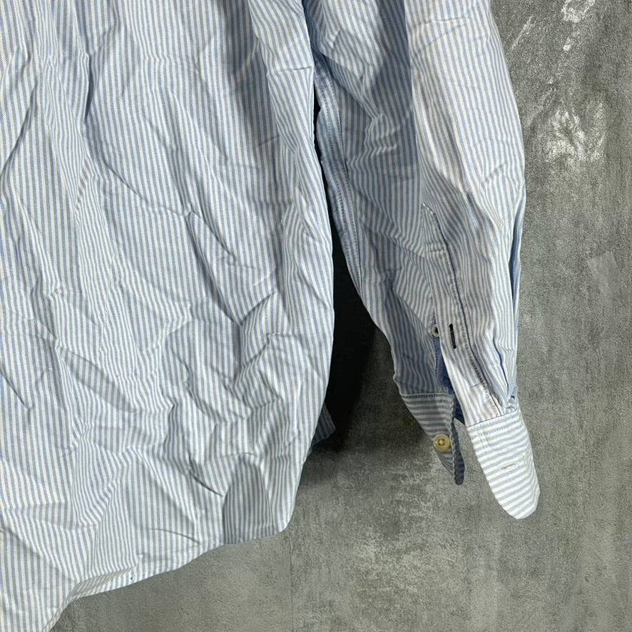 TOMMY HILFIGER Men's Collection Blue Custom-Fit New England Stripe Shirt SZ XL