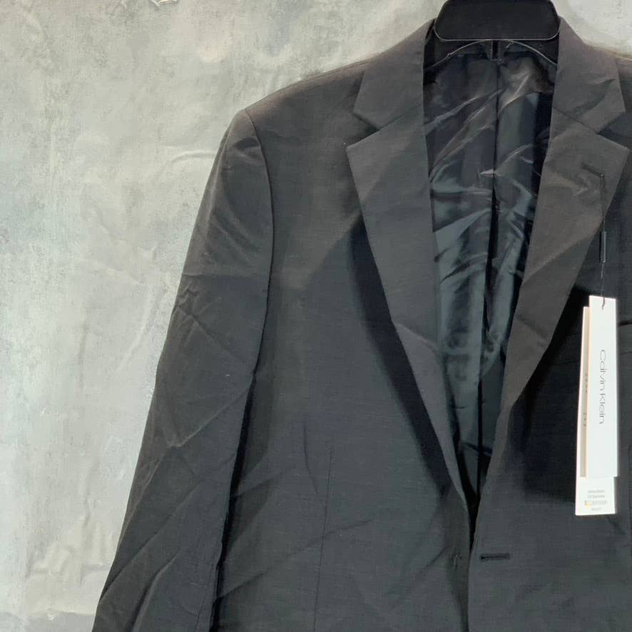 CALVIN KLEIN Men's Charcoal Long Skinny-Fit Two-Button Suit Jacket SZ 42L