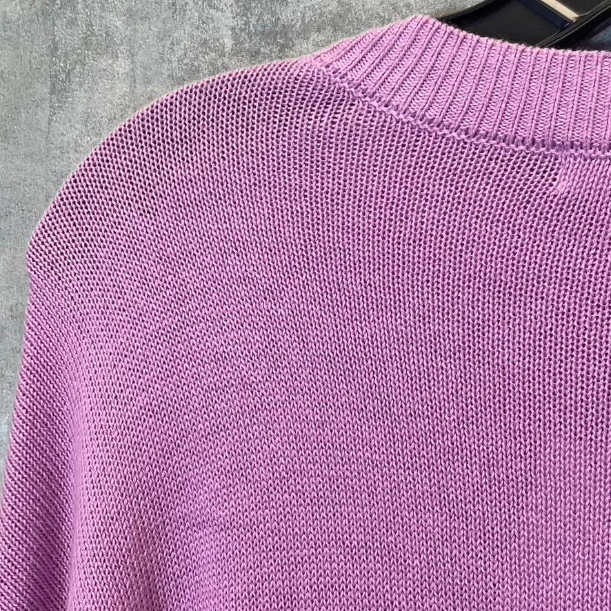 BP. Women's Purple Tulip Daisy Front Knit Crewneck Long Sleeve Sweater SZ S