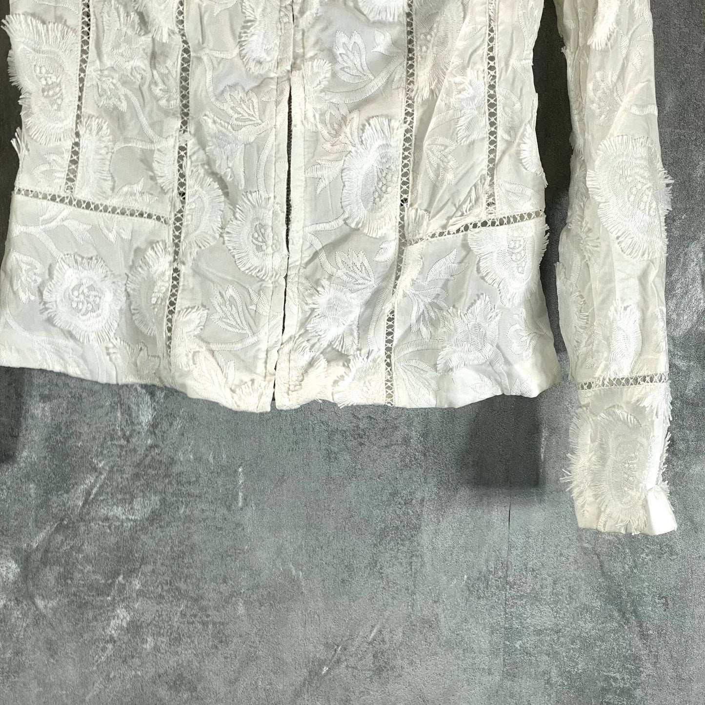 INC INTERNATIONAL CONCEPTS Women's Bright White Eyelash Embroidered Jacket SZ S