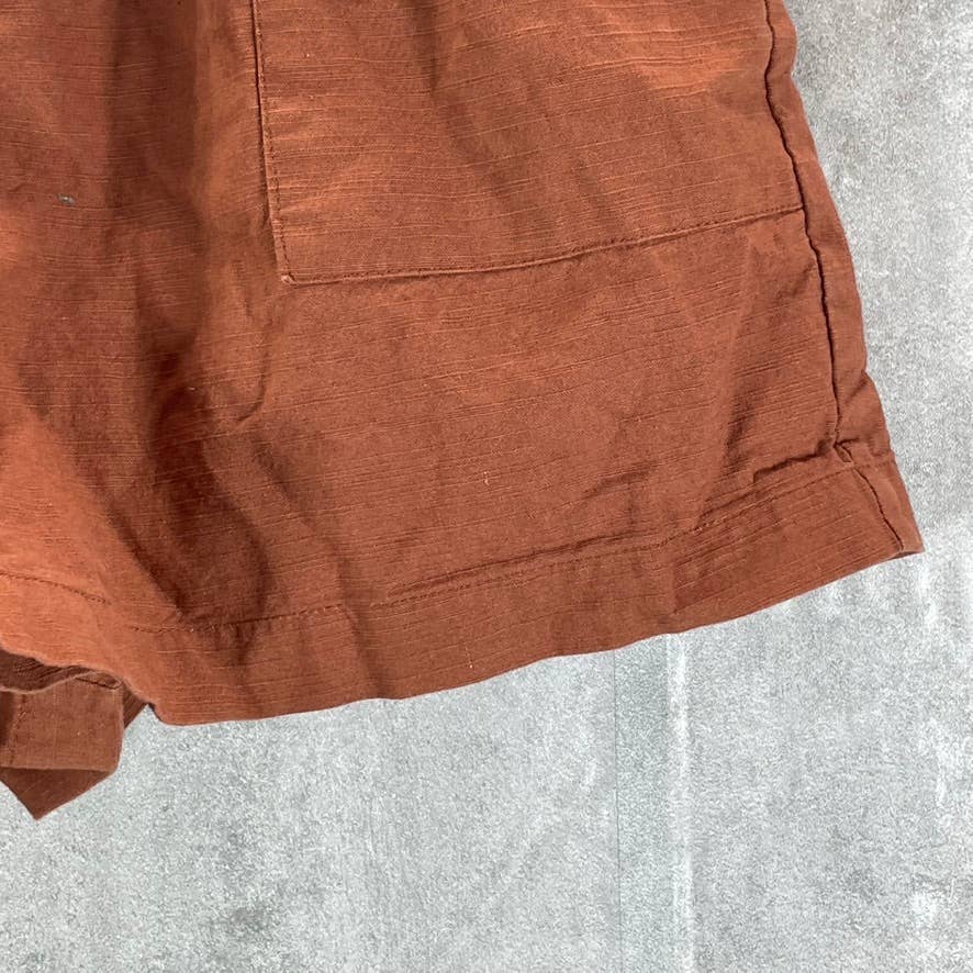 AND NOW THIS Women's Mocha Belted Paperbag Waist Pull-On Shorts SZ M