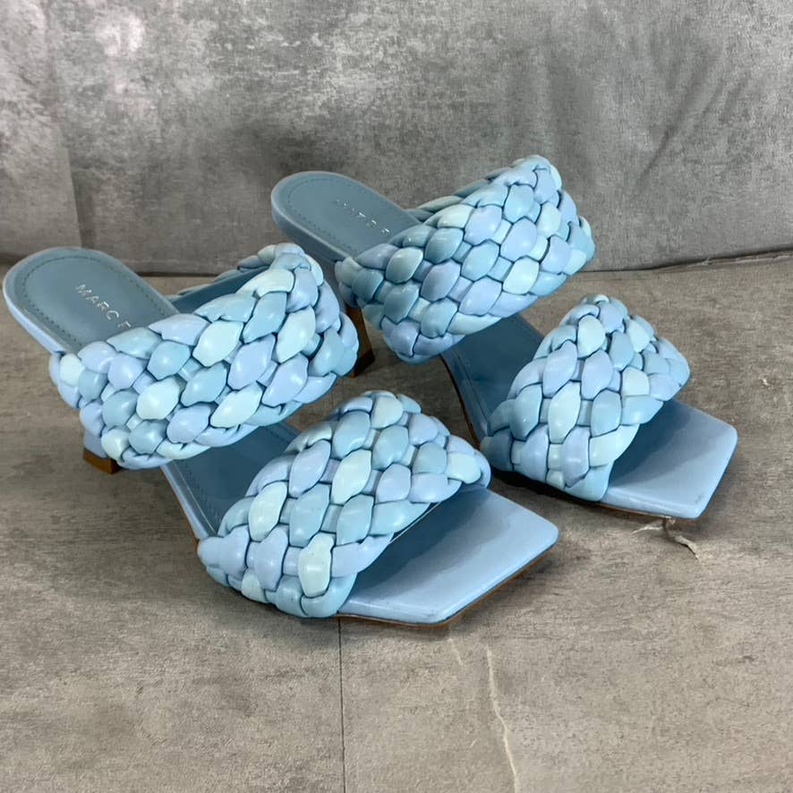 MARC FISHER Women's Blue Toree Woven Square-Toe Heeled Dress Sandals SZ 6.5