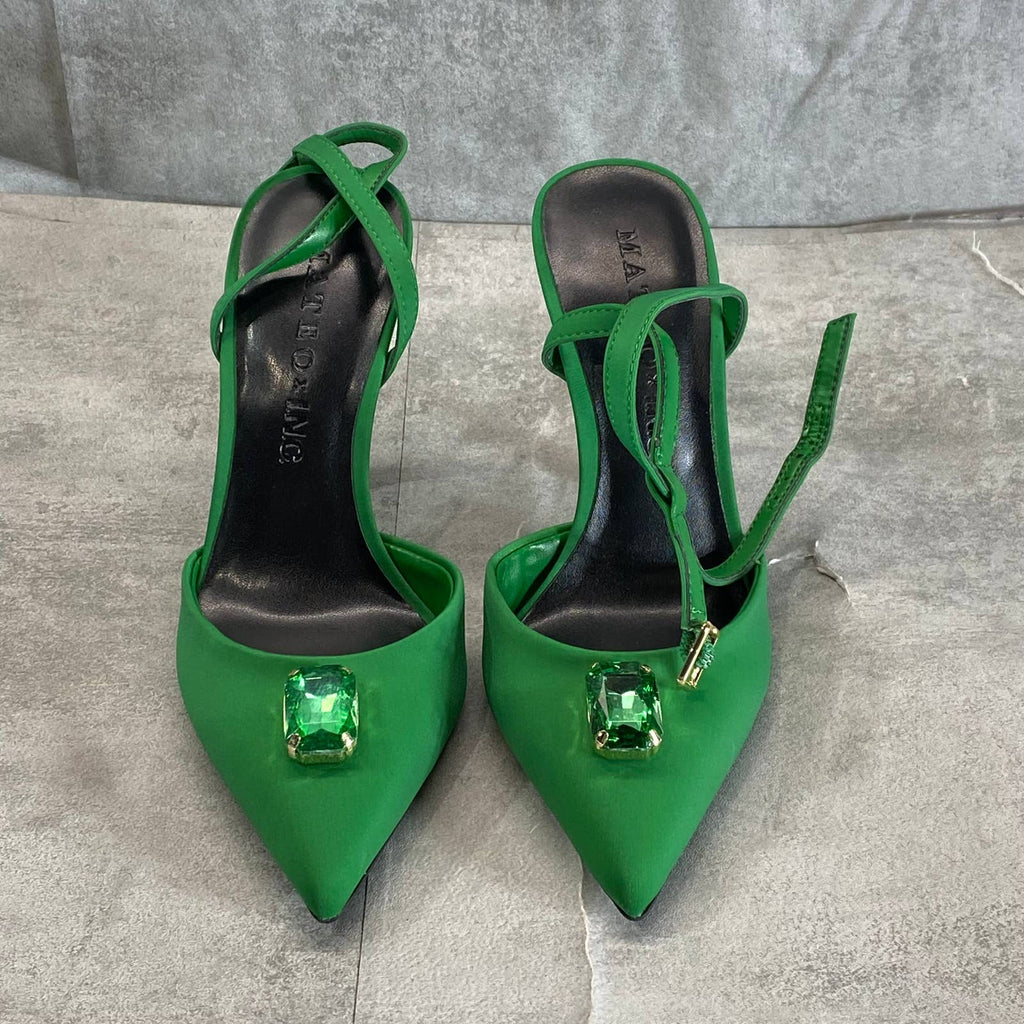 INC INTERNATIONAL CONCEPTS X MATEO Women's Green Victoria Gemstone Pumps SZ 5