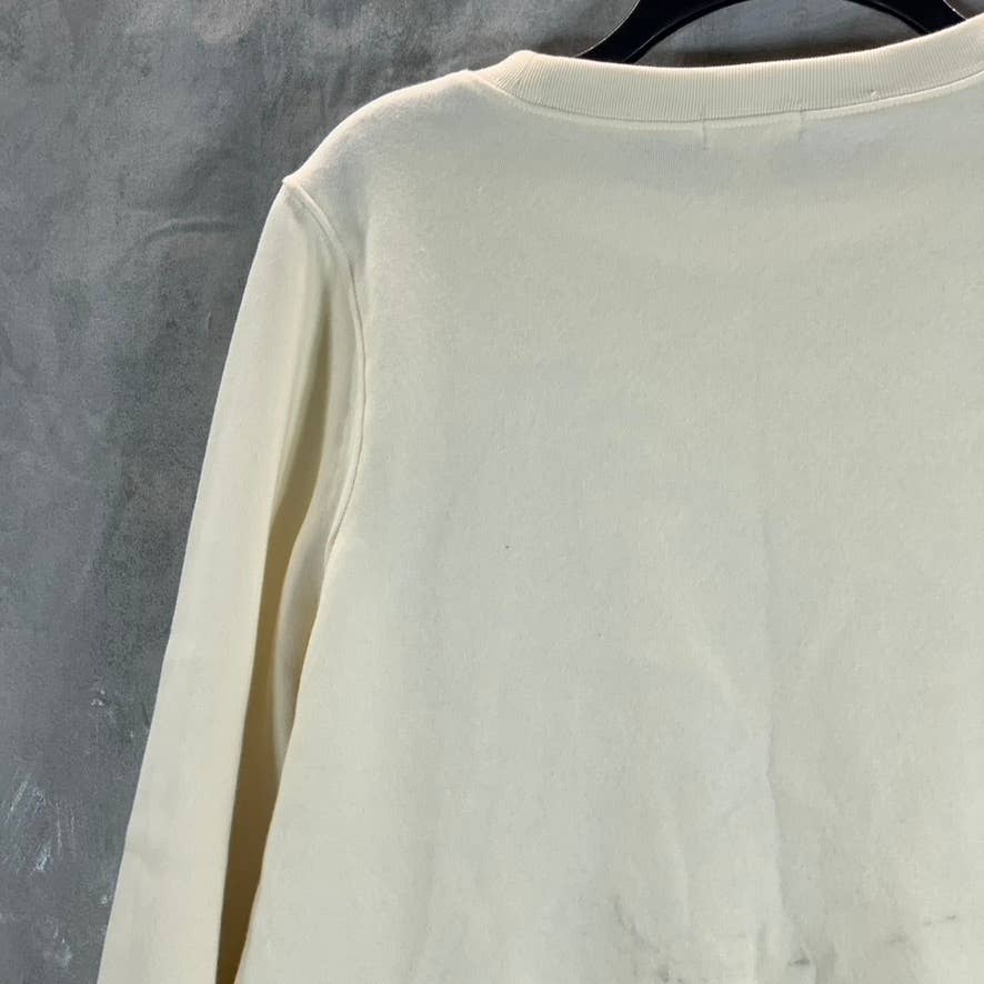STYLE & CO Women's Antique Cream Ribbed Crewneck Graphic Pullover Sweatshirt SZM