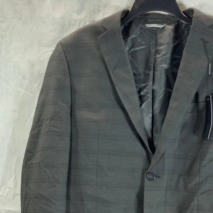 MARC NEW YORK Men's Charcoal Plaid Modern-Fit Two-Button Suit Jacket SZ 42R