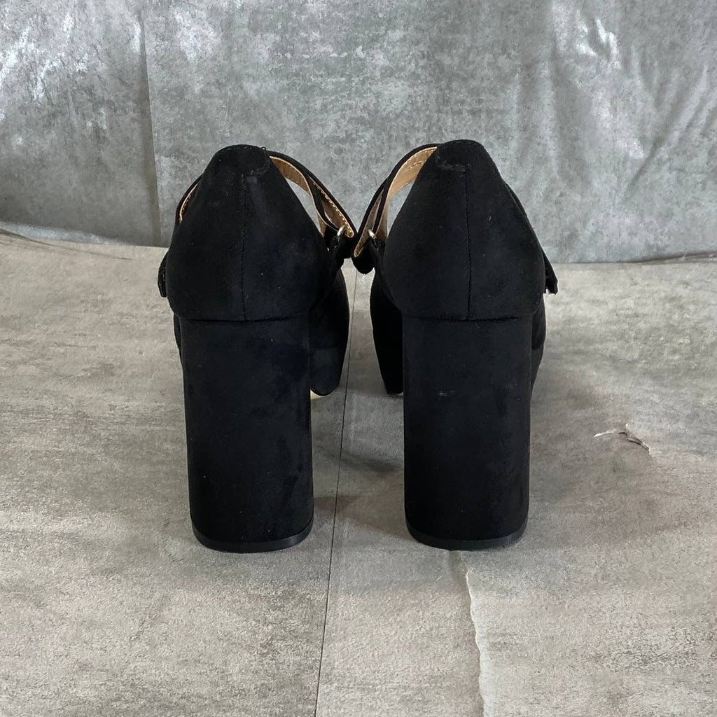 MARC FISHER Women's Black Faux Suede Nicoly Square-Toe Platform Dress Pumps SZ 6