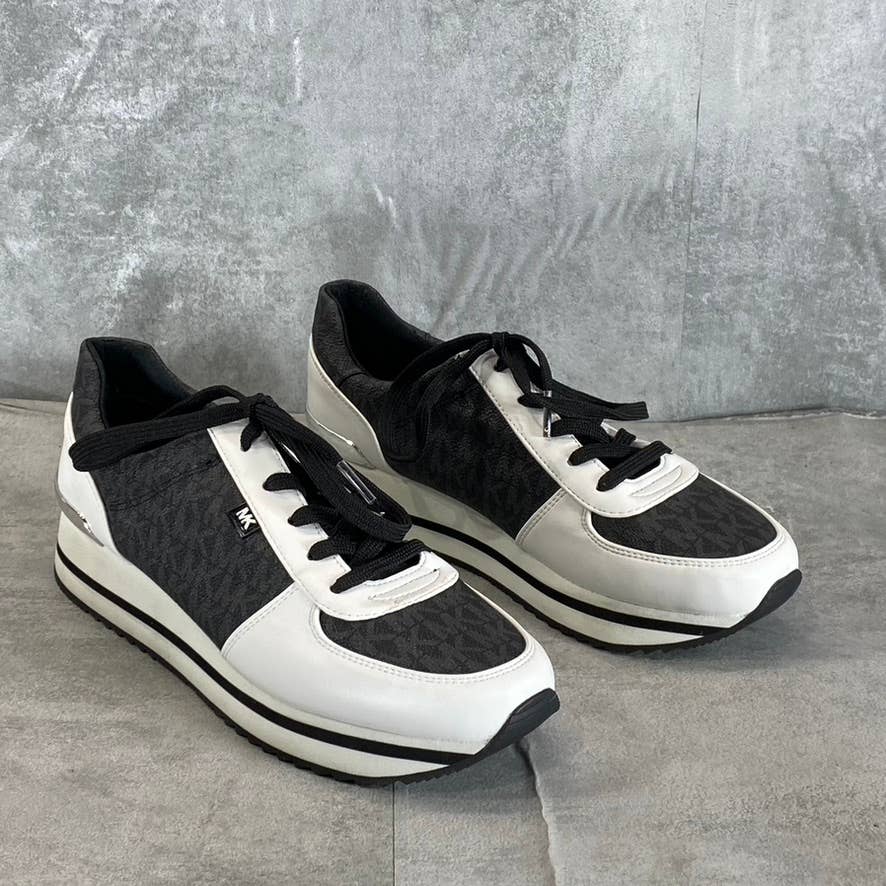MICHAEL MICHAEL KORS Women's MK Sig Logo White Monique Lace-Up Sneakers SZ 9