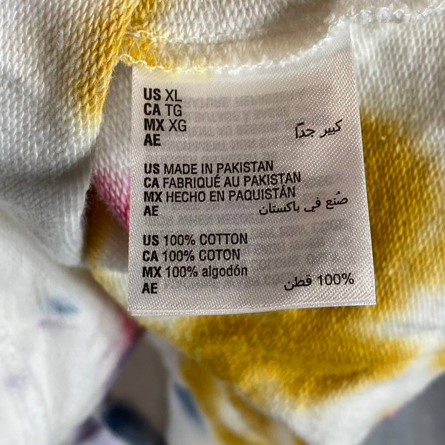 JENNI Women's White Bold Tie-Dye On Repeat Hooded Lounge Pullover SZ XL