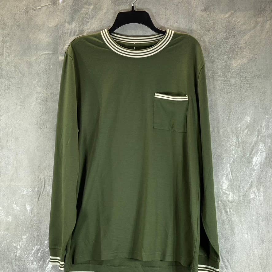 ALFANI Men's Costa Green Vari-Stripe Crewneck Long-Sleeve Pullover Shirt SZ L