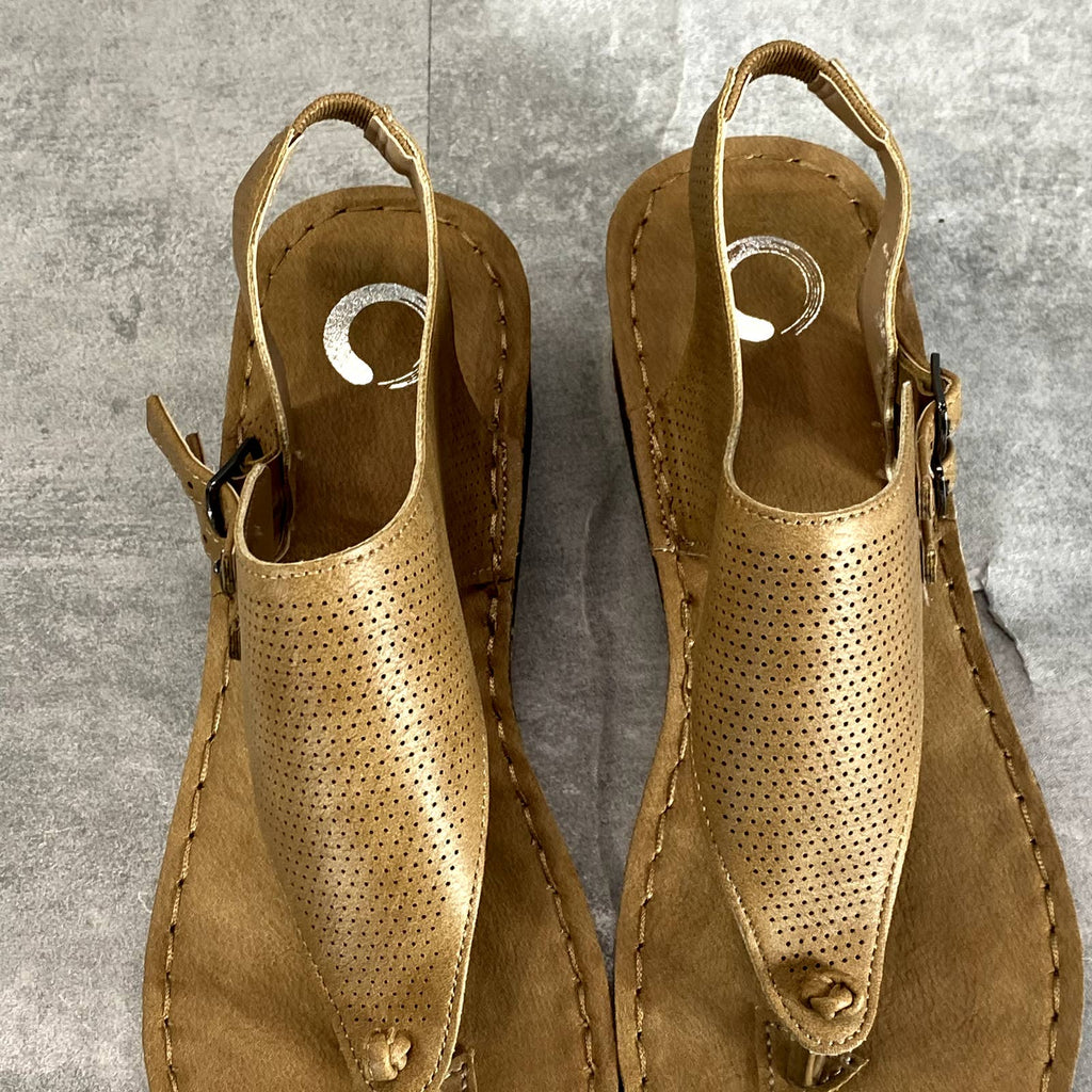 JOURNEE COLLECTION Women's Tan Mckell Thong Wedge Sandals SZ 6.5