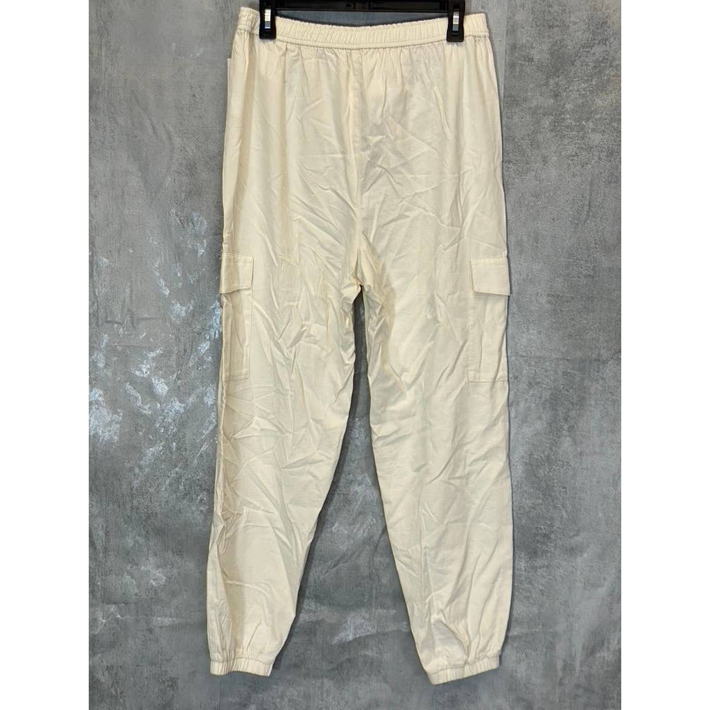 ABOUND Women's Solid Ivory Dove Elastic Waist Pull-On Cargo Pants SZ M