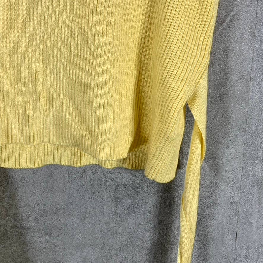 AND NOW THIS Women's Yellow Crewneck Sleeveless Rib Knit Tie-Belt Tank Top SZ L