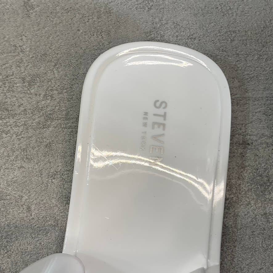 STEVEN NEW YORK Women's White Aleena Studded Square-Toe Sandals SZ 6