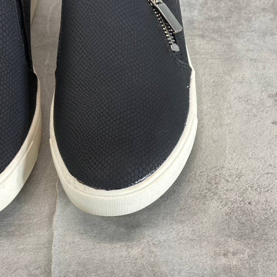 STYLE & CO Women's Black Textured Moira Zip Round-Toe Slip-On Sneakers SZ 6.5