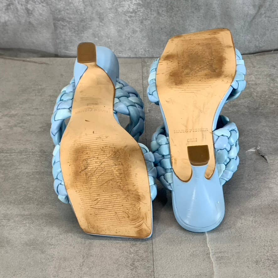 MARC FISHER Women's Blue Toree Woven Square-Toe Heeled Dress Sandals SZ 6.5