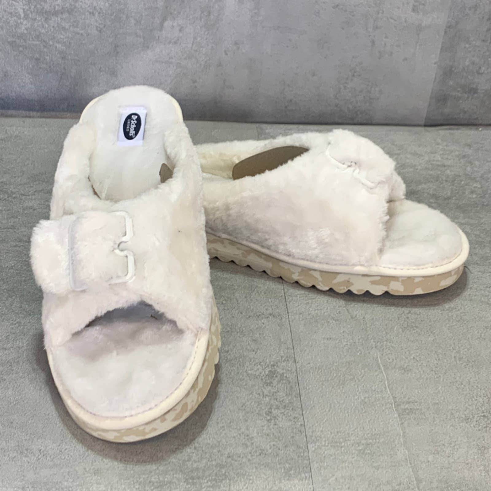 DR. SCHOLL'S Tofu Staycay OG Faux Fur Buckle Slide Sandal SZ 10