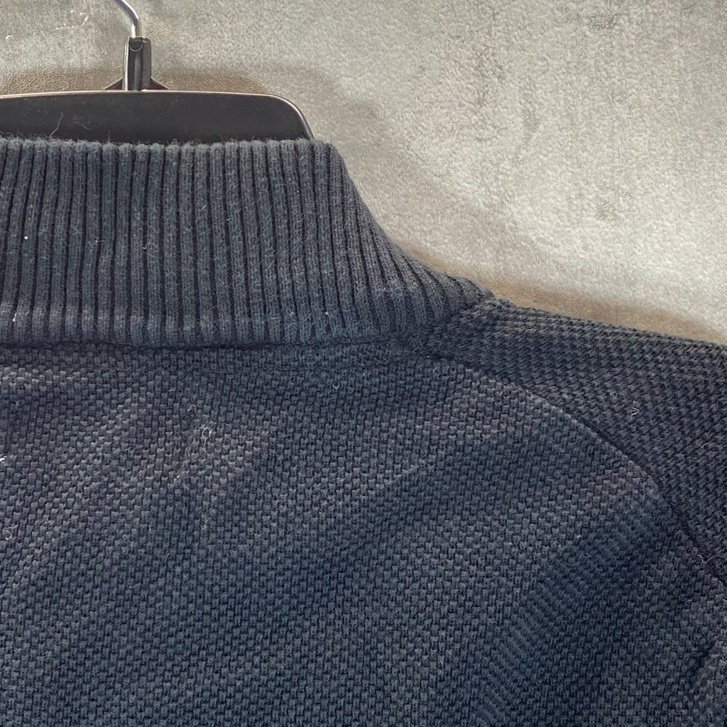 CLUB ROOM Men's Deep Black Classic-Fit Quarter-Zip Sweater SZ 2XL