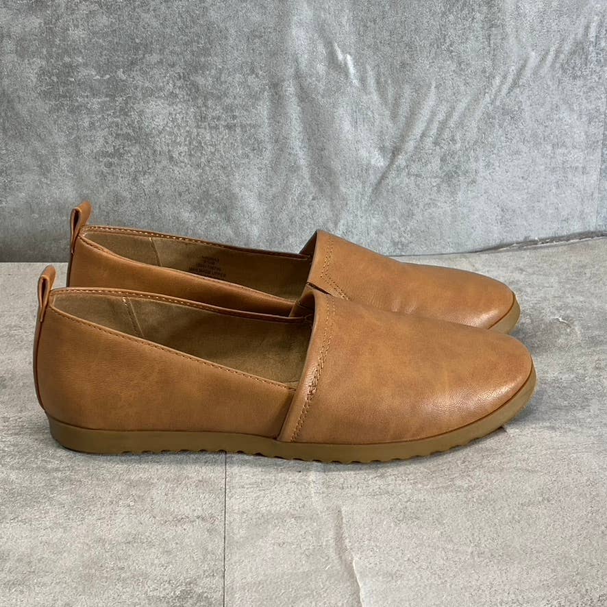 STYLE & CO Women's Coffee Smooth Faux-Leather Nouraa Round-Toe Slip-On Flats