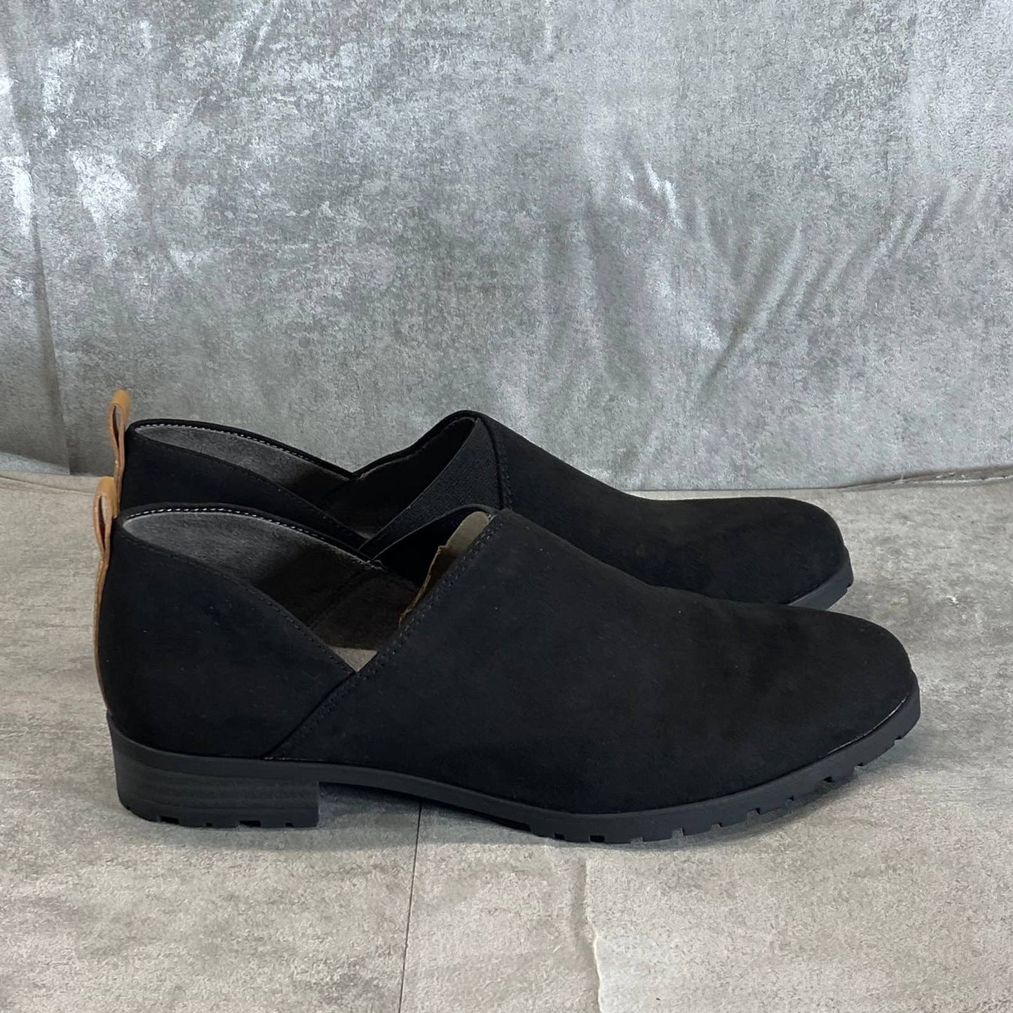 DR. SCHOLL'S Black Fabric Retrogade Round-Toe Lug-Sole Slip-On Shoes SZ 7.5