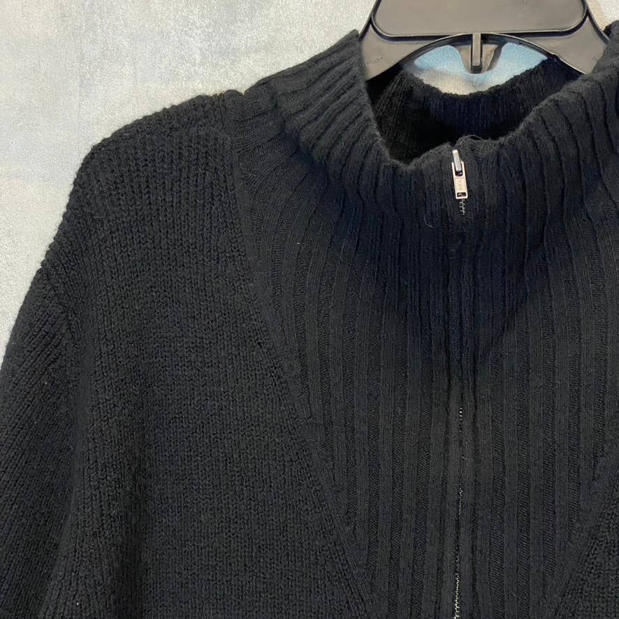 TREASURE & BOND Women's Solid Black Half-Zip Mock Neck Long Sleeve Sweater Dress SZ S