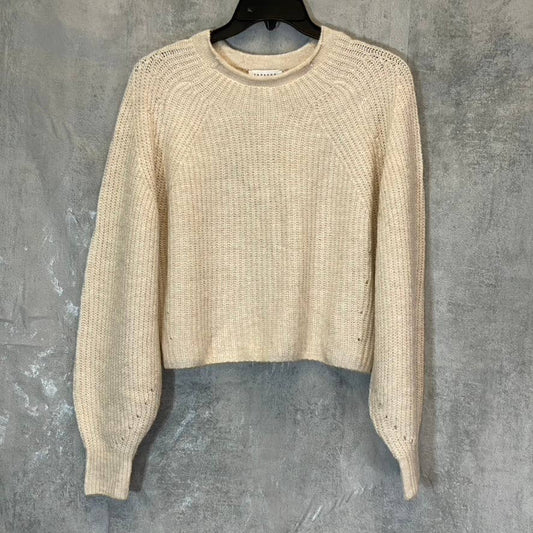 TOPSHOP Women's Nude Crewneck Knit Long Sleeve Pullover Crop Sweater SZ 4-6