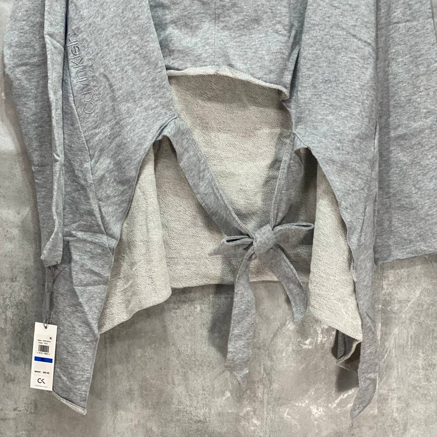 CALVIN KLEIN PERFORMANCE Grey Long Sleeve Tie-Back Top SZ XL