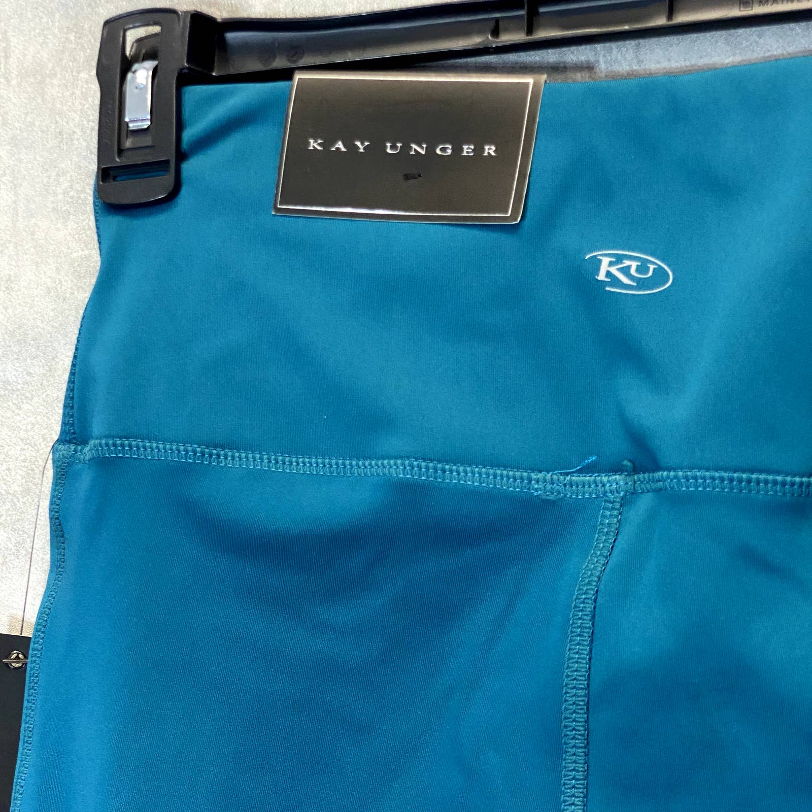 KAY UNGER Women's Teal Mesh Leg Stretch High-Waist Pull-On Athletic Leggings SZ S