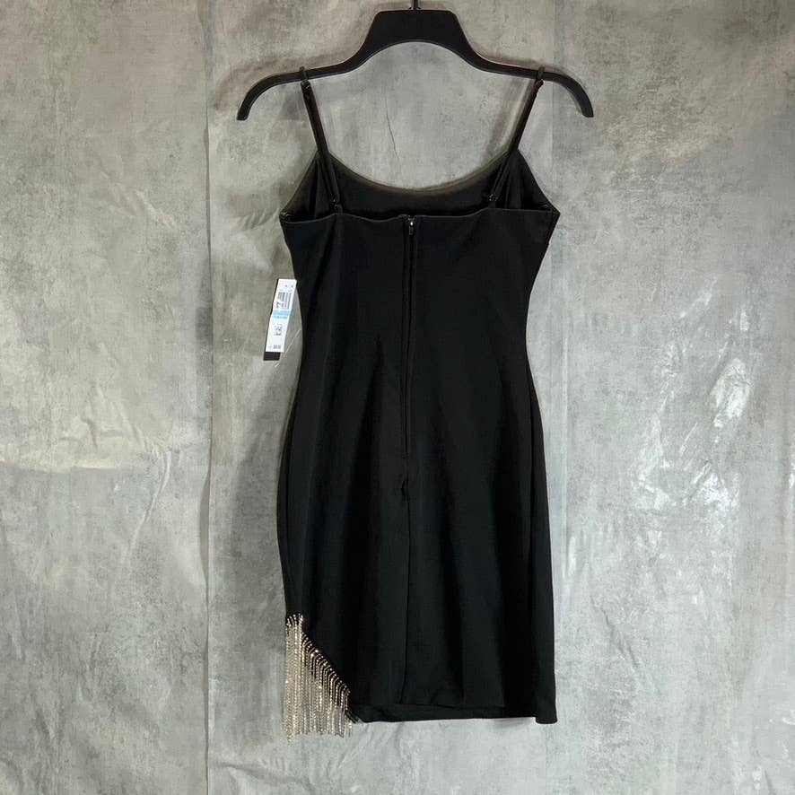 CITY STUDIO Juniors' Black Chain-Fringe Trim Sleeveless Bodycon Mini Dress SZ 5