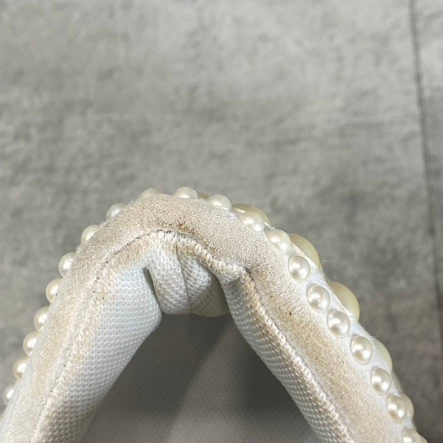 INC Women's White Imitation Pearl Embellished Alleni Lace-Up Sneakers SZ 5.5