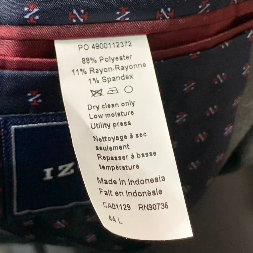 IZOD Men's Grey Long Classic-Fit Two-Button Suit Jacket SZ 44L