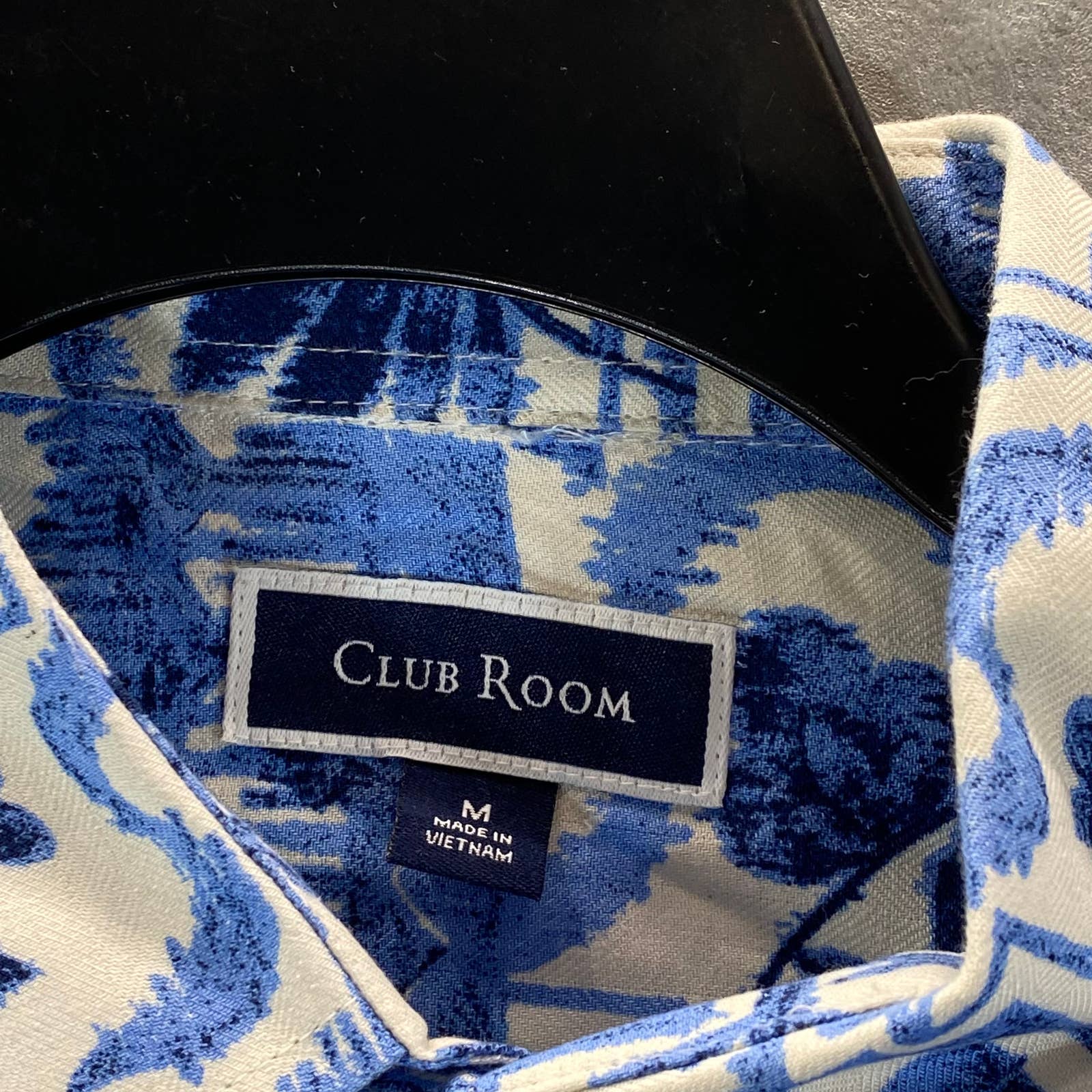 CLUB ROOM Men's Blue Casa Grand Floral-Print Button-Up Short-Sleeve Shirt SZ M