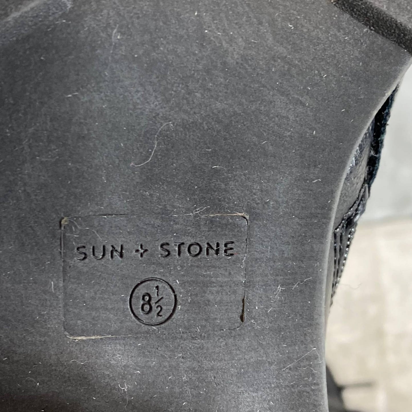 SUN+STONE Women's Black Sloanie Block-Heel Lug Sole Side-Zip Hiker Boots SZ 8.5