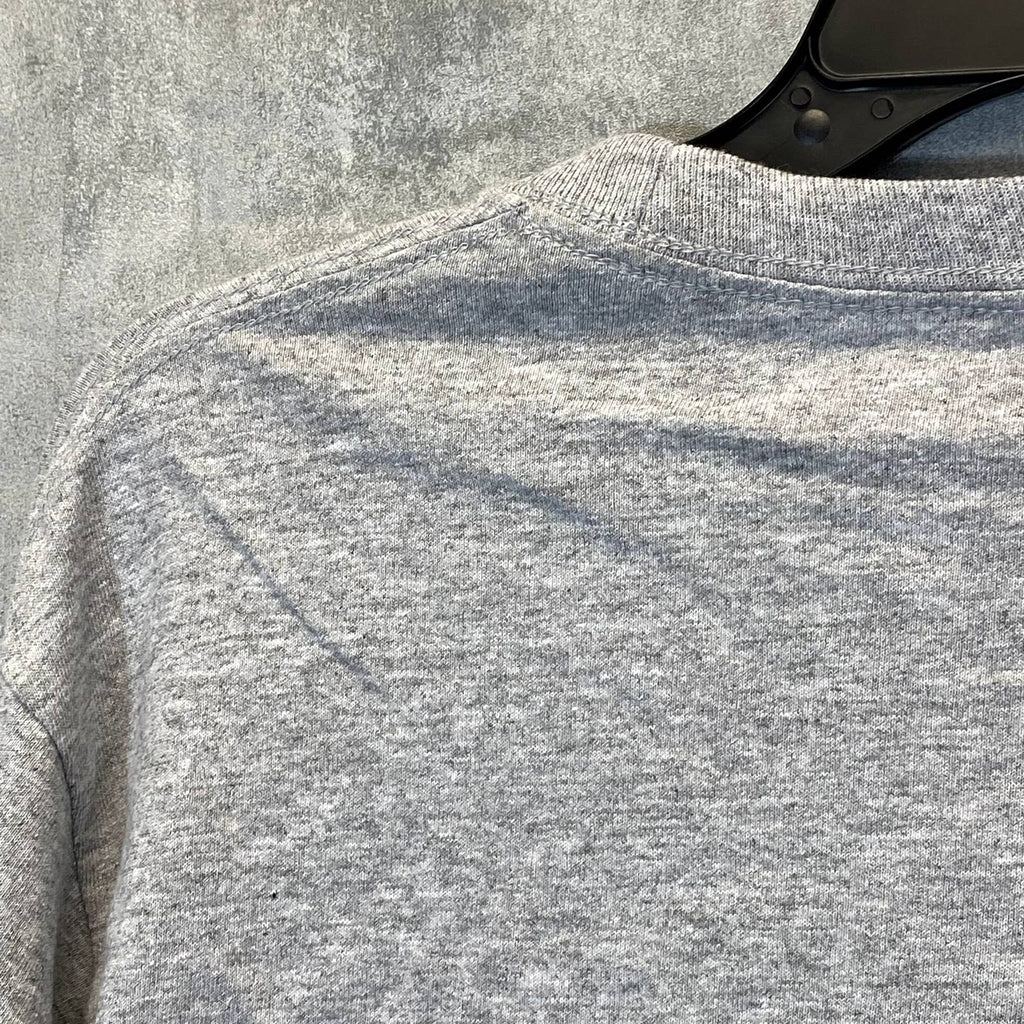 COZY ROZY Women's Heather Charcoal Graphic Crewneck Long Sleeve Raw Hem T-Shirt SZ M