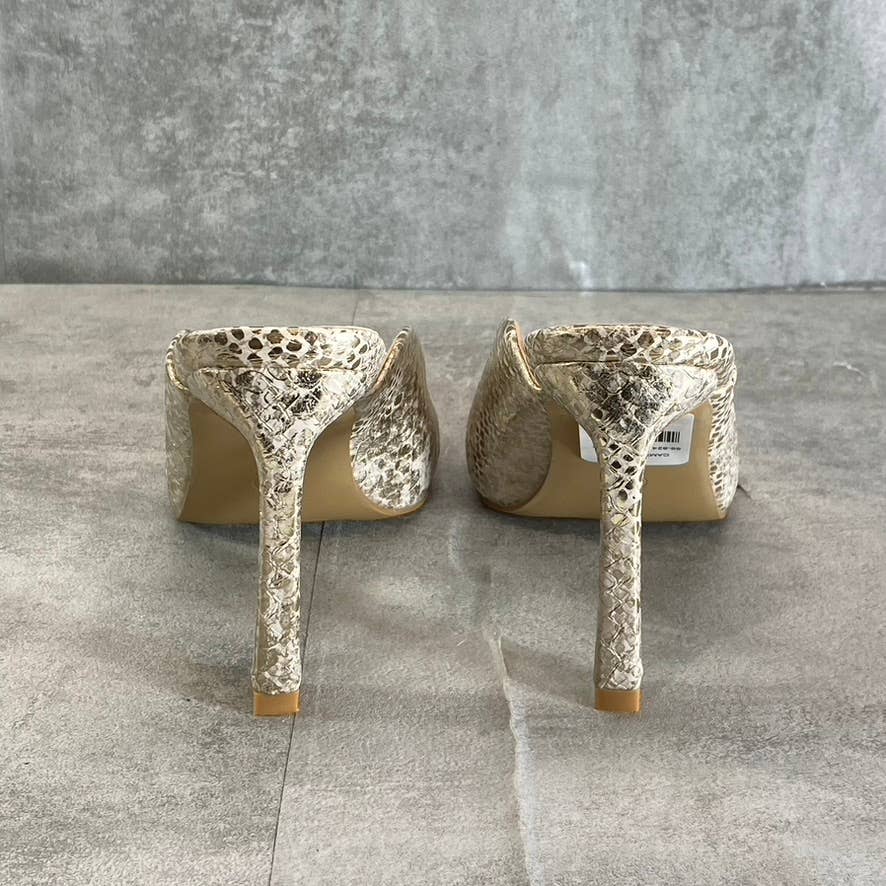 NEW YORK & COMPANY Women's Gold Snake Print Cammie Pointed-Toe Mule SZ 6
