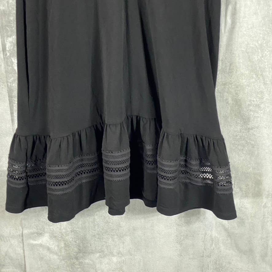 MICHAEL MICHAEL KORS Women's Deep Black Mixed-Mesh Short-Sleeve Mini Dress SZ M