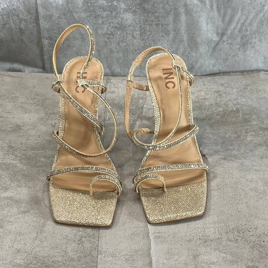 INC INTERNATIONAL CONCEPTS Women's Champagne Crystal Arti Strappy Sandals SZ 7.5