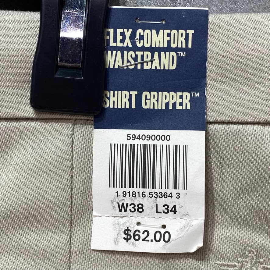 DOCKERS Tan Men's Signature Lux Straight Fit Creased Stretch Khaki Pants SZ 38X34