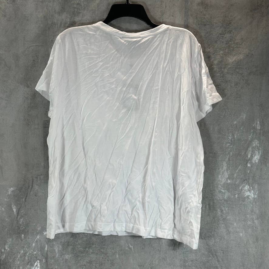 DKNY Women's White Sequin-Pocket Crewneck Short-Sleeve T-Shirt SZ XL