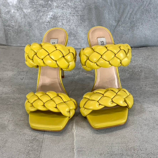 STEVE MADDEN Women's Citron Kenley Braided Square-Toe Stiletto Sandals SZ 6.5