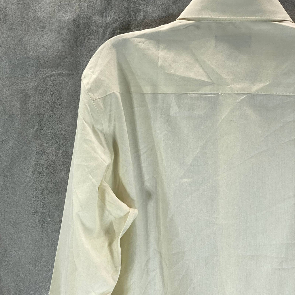 ALFANI Men's Beige Solid Regular-Fit Button-Up Long-Sleeve Shirt SZ M